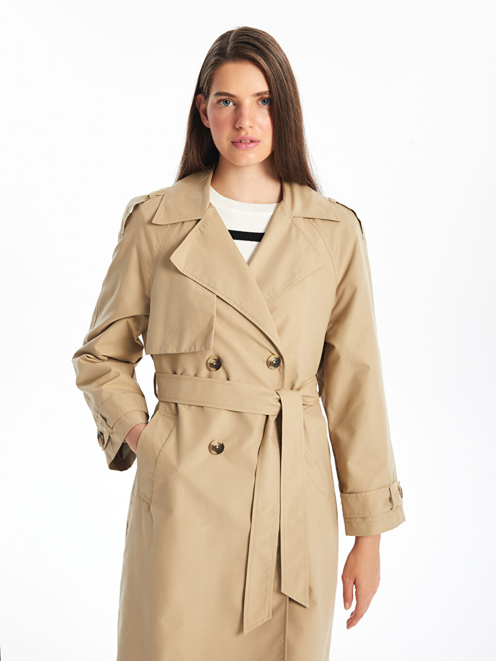 Trenci Pentru Femei Cu Guler Tip Jachetă-1