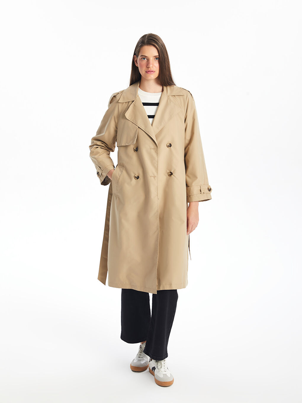 Trenci Pentru Femei Cu Guler Tip Jachetă-2