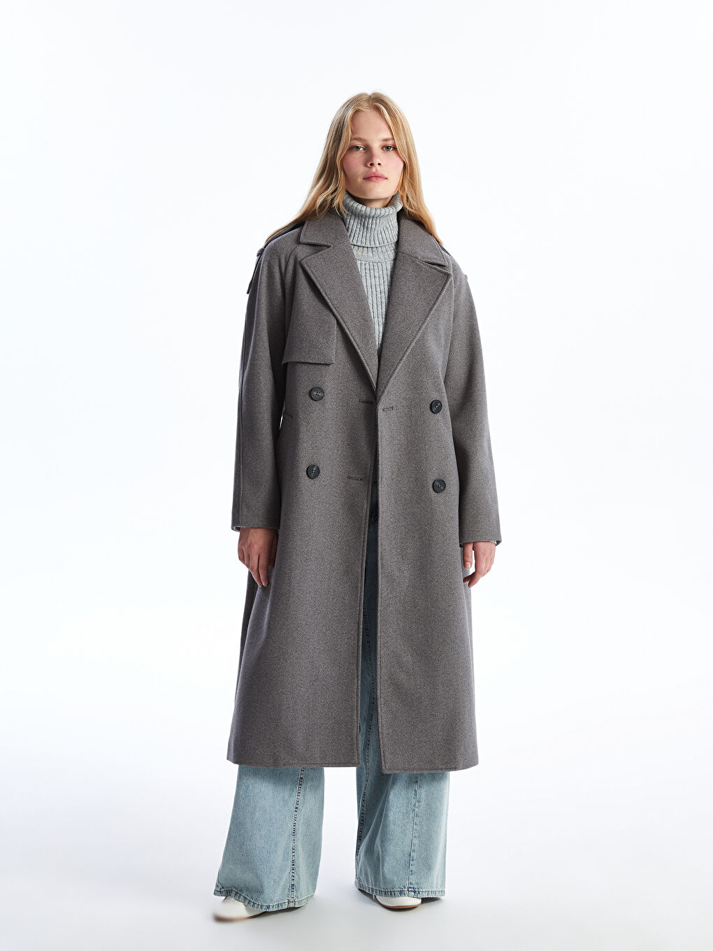 Col De Veste Pardessus Cachet Surdimensionné Pour Femmes-1