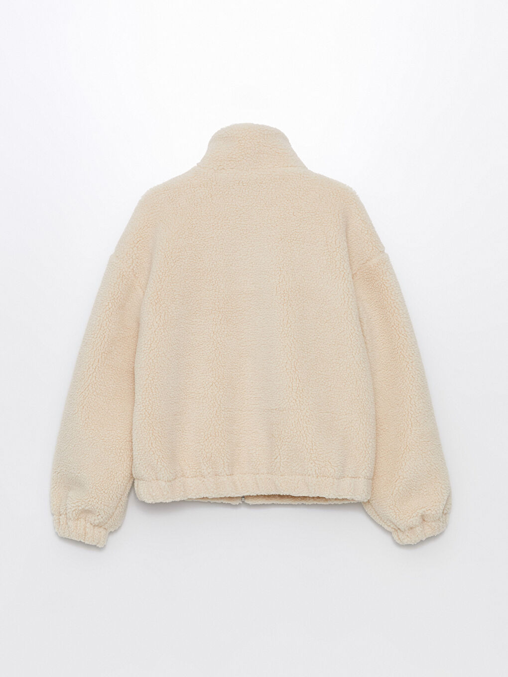 Women's Funnel Neck Plain Teddy Overcoat -W41126Z8-RYS