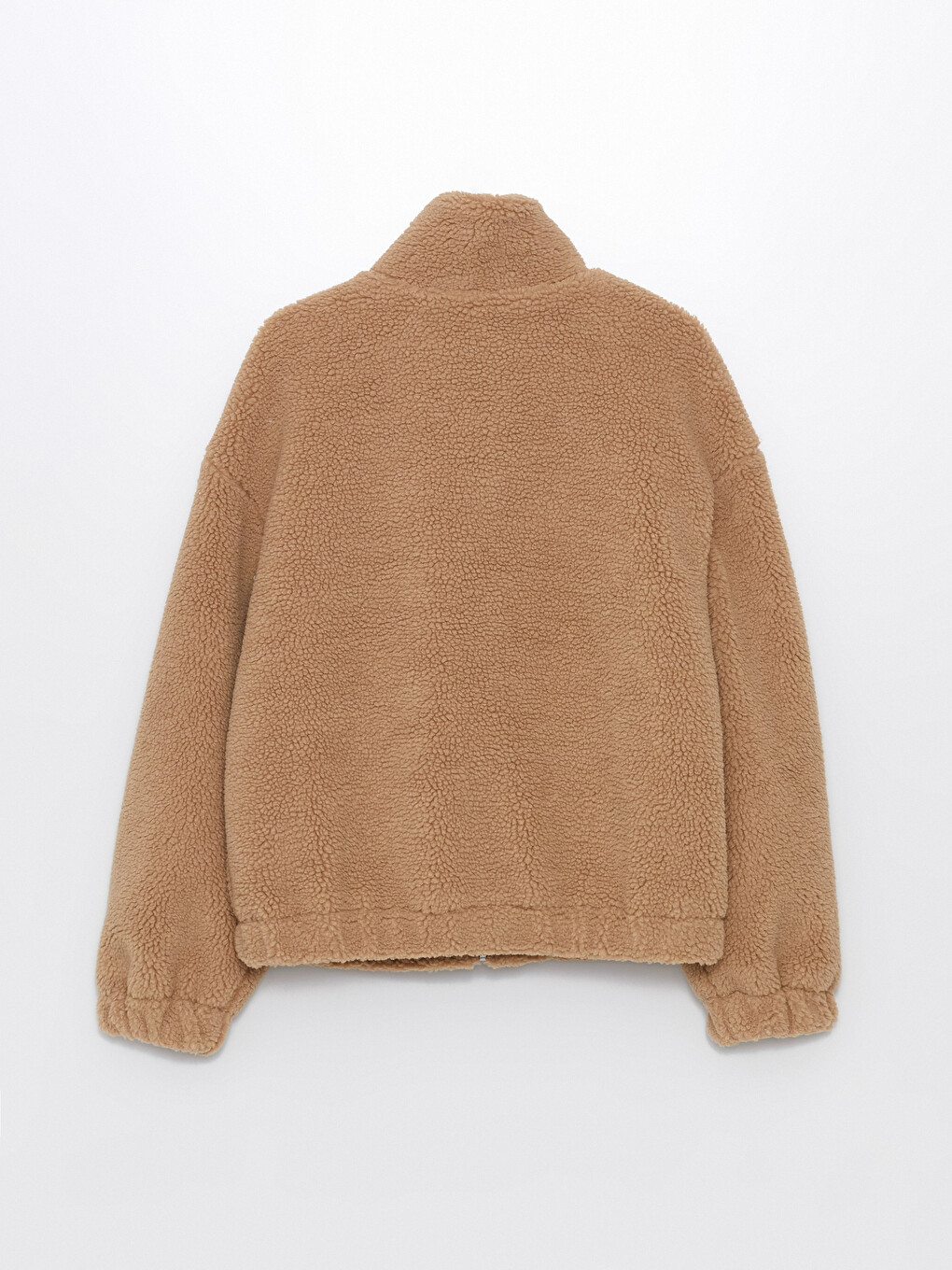 Women's Funnel Neck Plain Teddy Overcoat-8