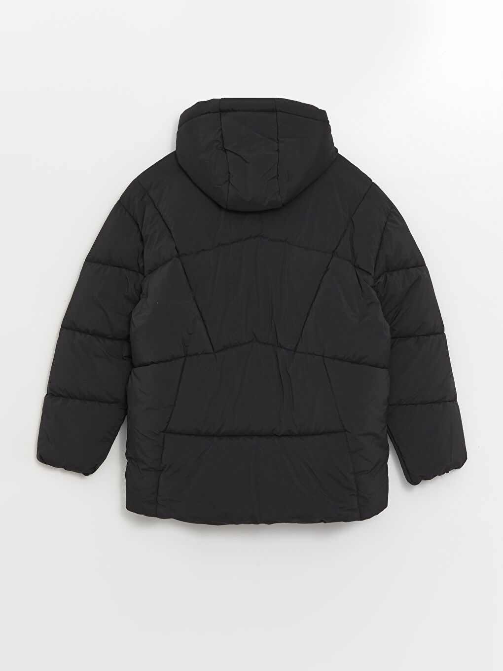 Однотонный оверсайз женский пуховик с капюшоном-6