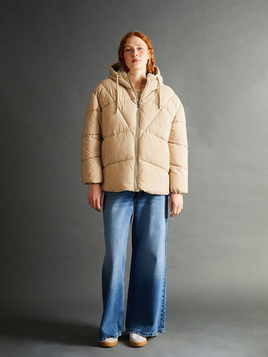 LCW Vision Mit Kapuze Schlichter Oversize Steppmantel für Damen -W41133Z8-V56