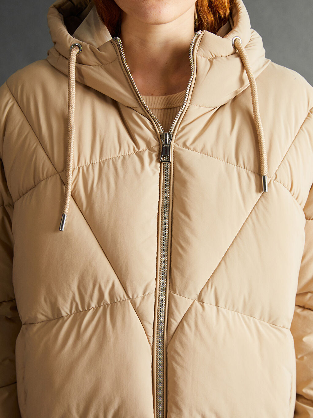 LCW Vision Mit Kapuze Schlichter Oversize Steppmantel für Damen -W41133Z8-V56