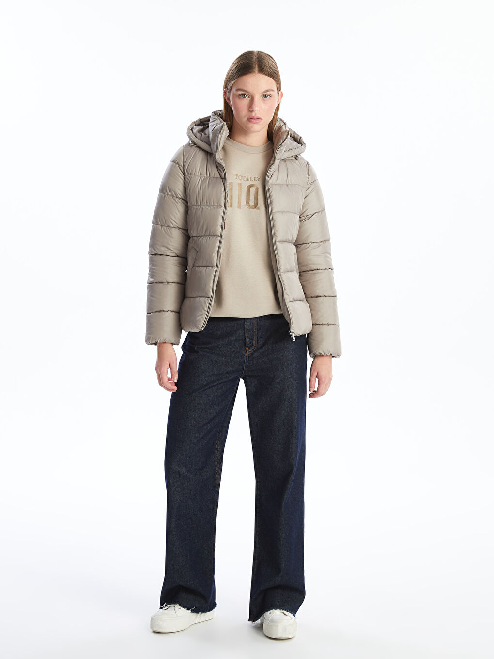 Geacă Matlasată cu Glugă pentru Femei-1