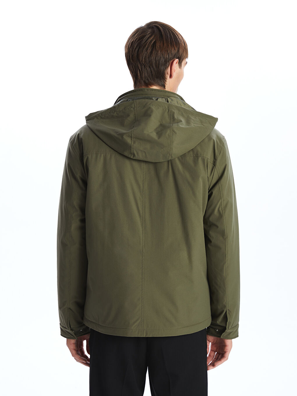 Haki Standart Kalıp Dik Yaka Erkek Mont-4