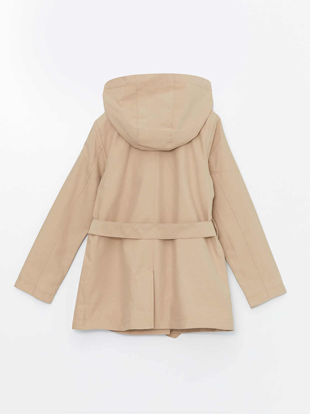 Hooded Basic Girls' Trench Coat-1