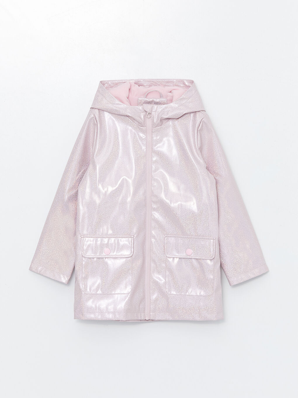 Pembe Leylak Kapüşonlu Kız Çocuk Mont