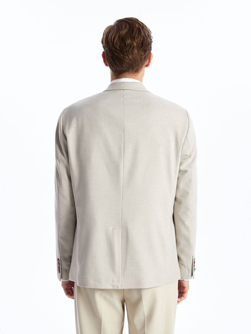 Bej Dar Kalıp Erkek Blazer Ceket-6