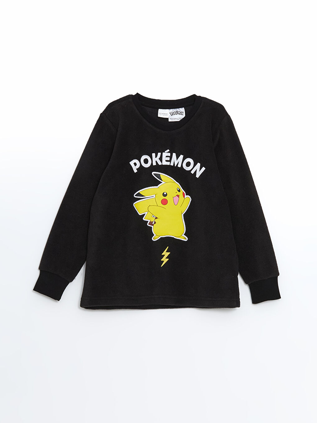 LCW Kids Siyah Bisiklet Yaka Pikachu Baskılı Polar Erkek Çocuk Pijama Takımı - 1