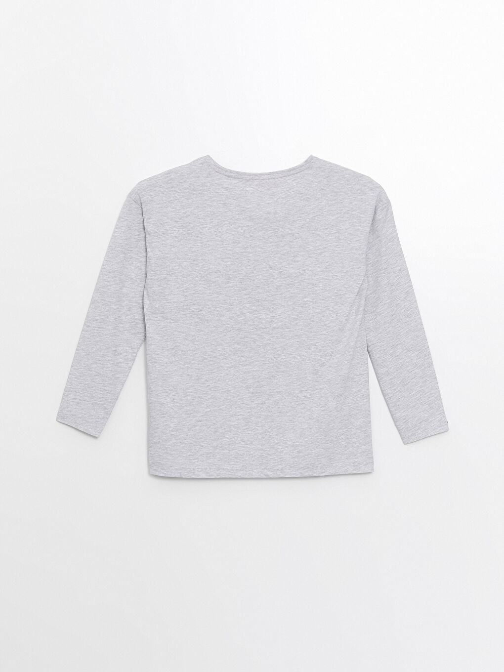 Gri Bisiklet Yaka Baskılı Kadın Pijama Üstü-1