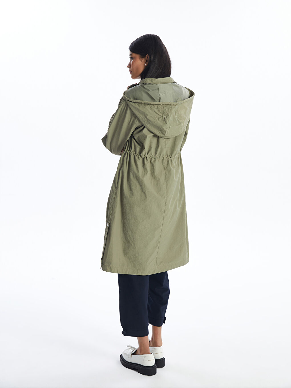 Women's Hooded Plain Raincoat-10