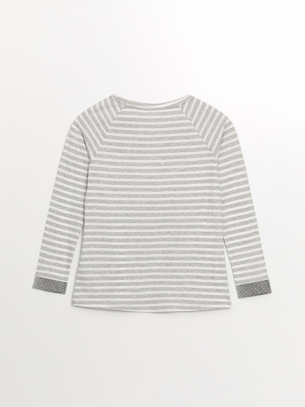 Ekru Bisiklet Yaka Çizgili Kadın Pijama Üstü-1