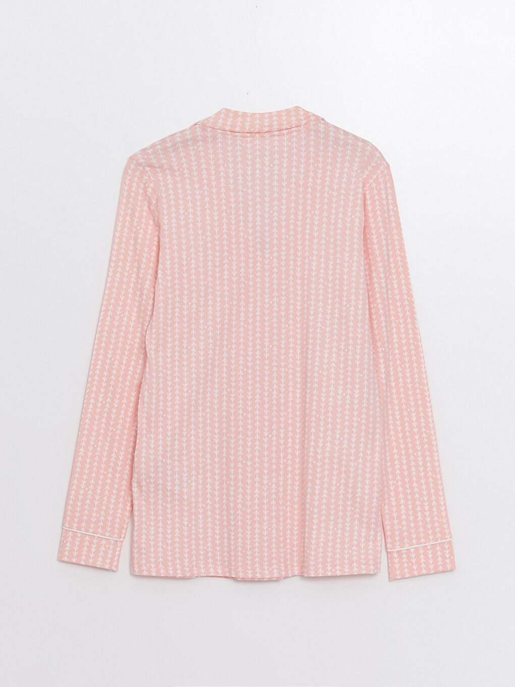 Pembe Gömlek Yaka Desenli Kadın Pijama Üstü-1