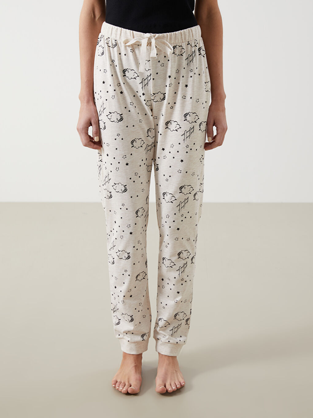 LCW DREAM Gemusterte Pyjama-Jogginghose mit elastischem Bund für Damen -W41469Z8-DCY