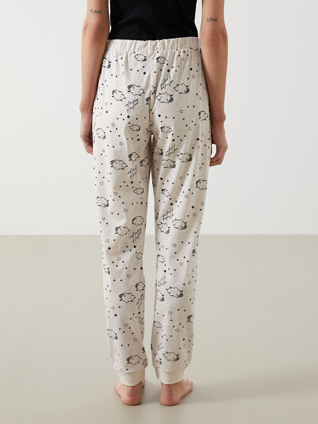 LCW DREAM Gemusterte Pyjama-Jogginghose mit elastischem Bund für Damen -W41469Z8-DCY