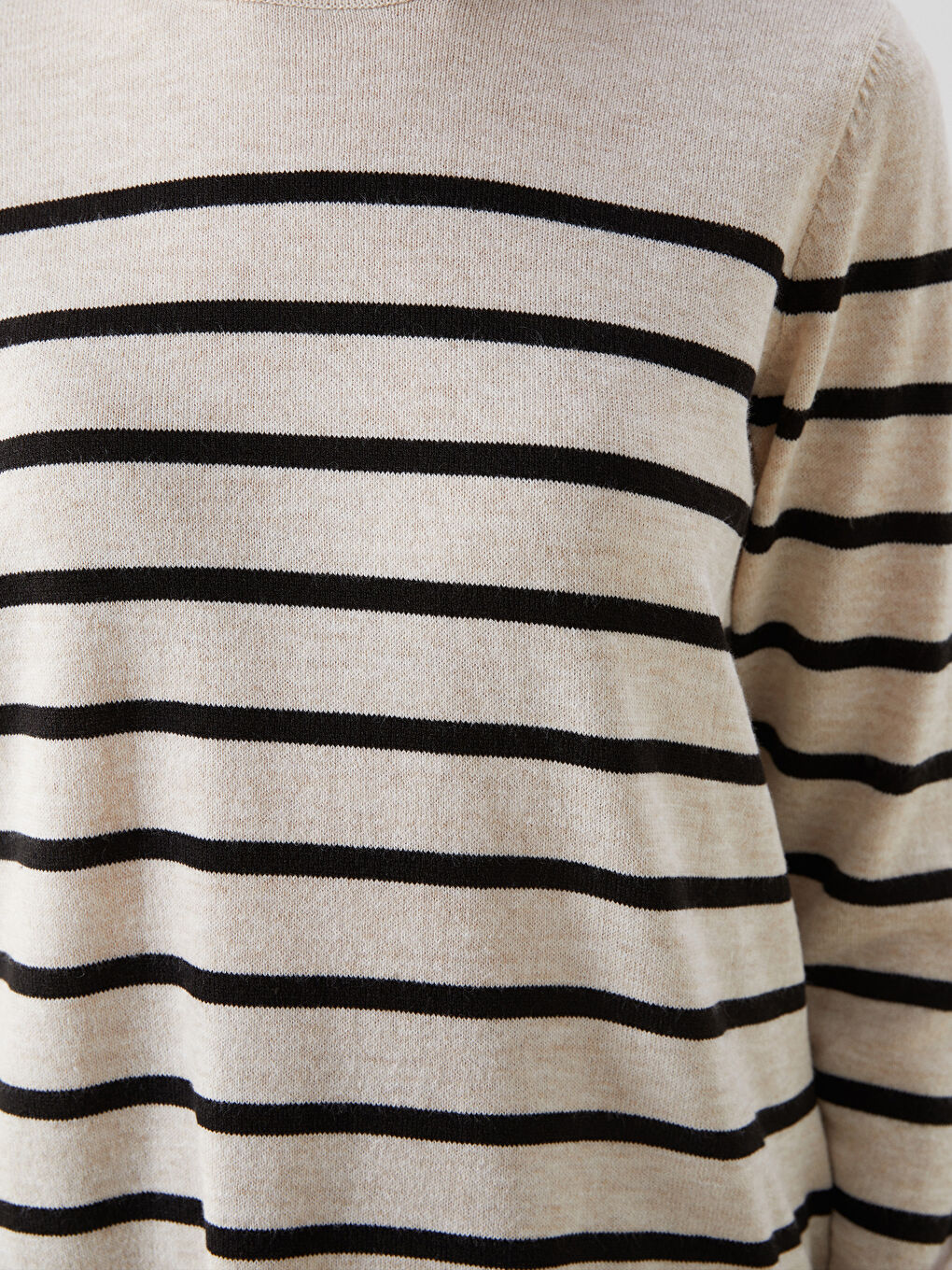 Crew Neck Striped Women's Knitwear Sweater -W41498Z8-LE4