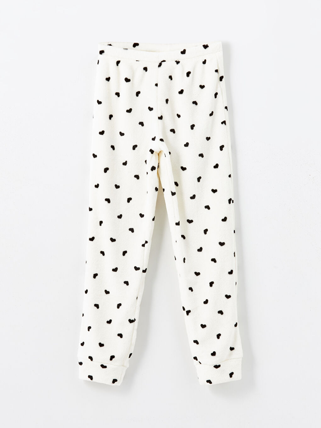 Ekru Kalp Baskılı Kadın Jogger Pijama Altı