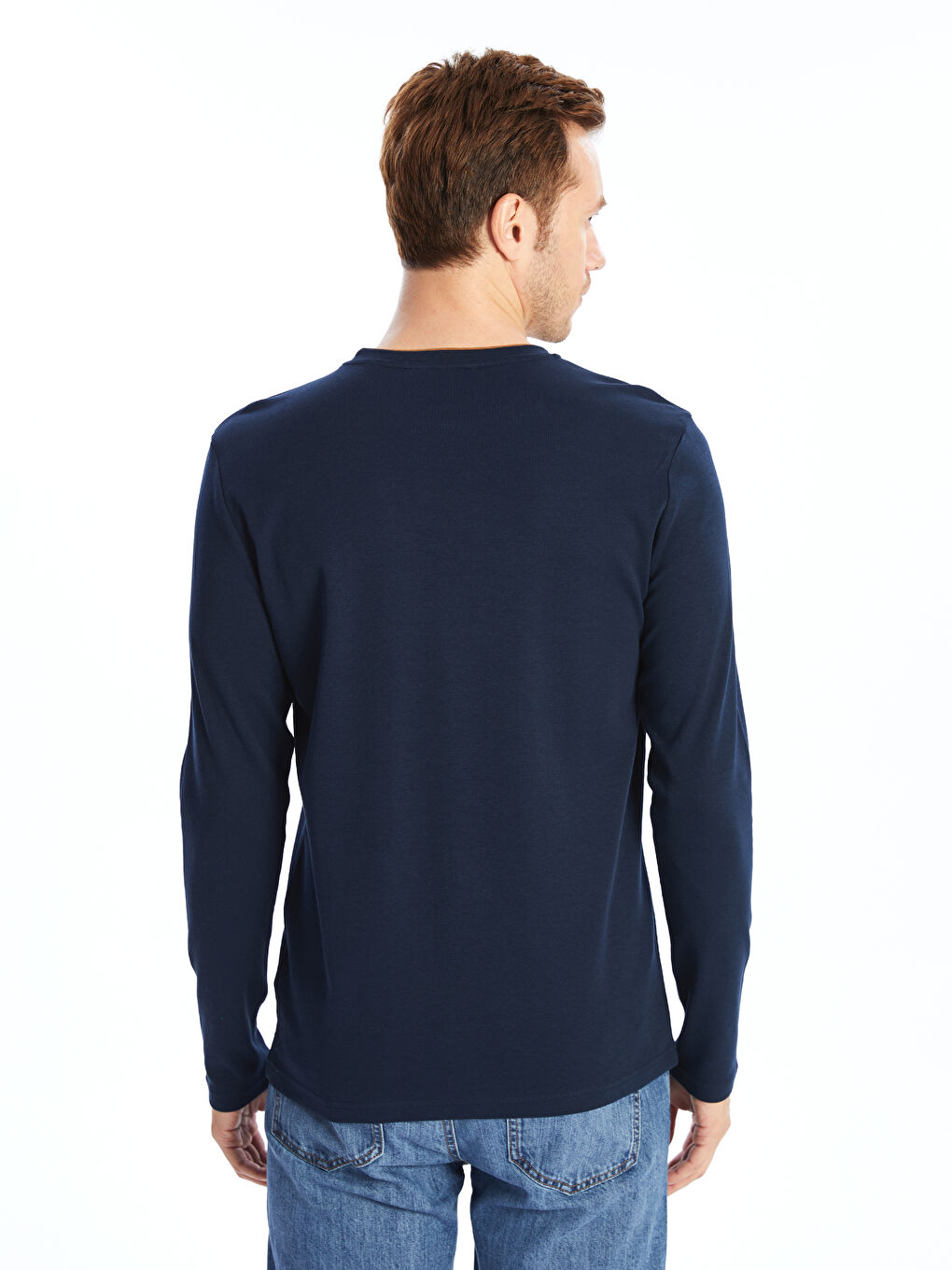 LCWAIKIKI Classic Yeni Lacivert Bisiklet Yaka Uzun Kollu Baskılı Erkek Sweatshirt - 3