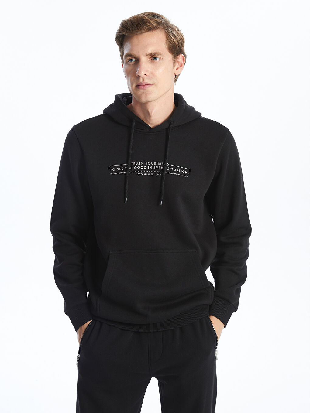 LCWAIKIKI Classic Long Sleeve Printed Men's Thick Hoodie -W41563Z8-CVL