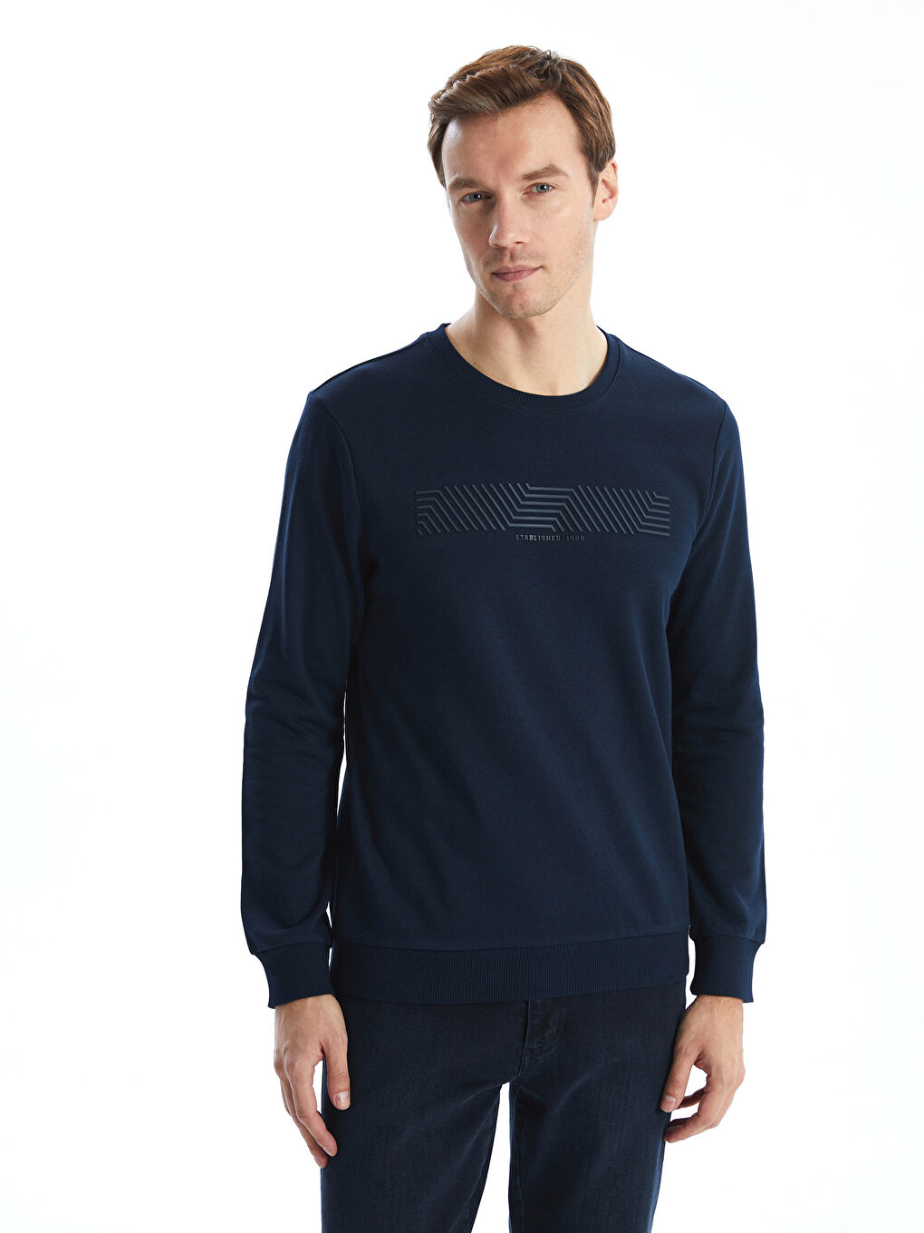 Crew Neck Long Sleeve Printed Men's Sweatshirt
