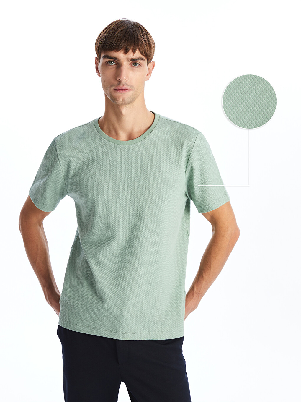 Tricou Pentru Bărbați Din Jerseu Cu Guler Rotund