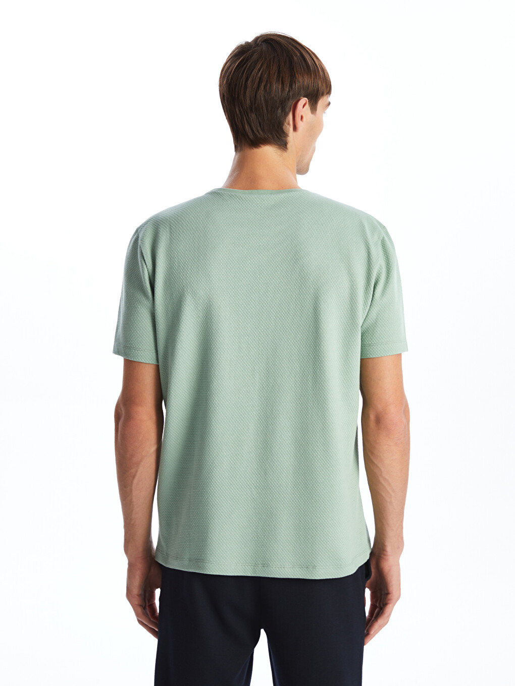 Tricou Pentru Bărbați Din Jerseu Cu Guler Rotund-3