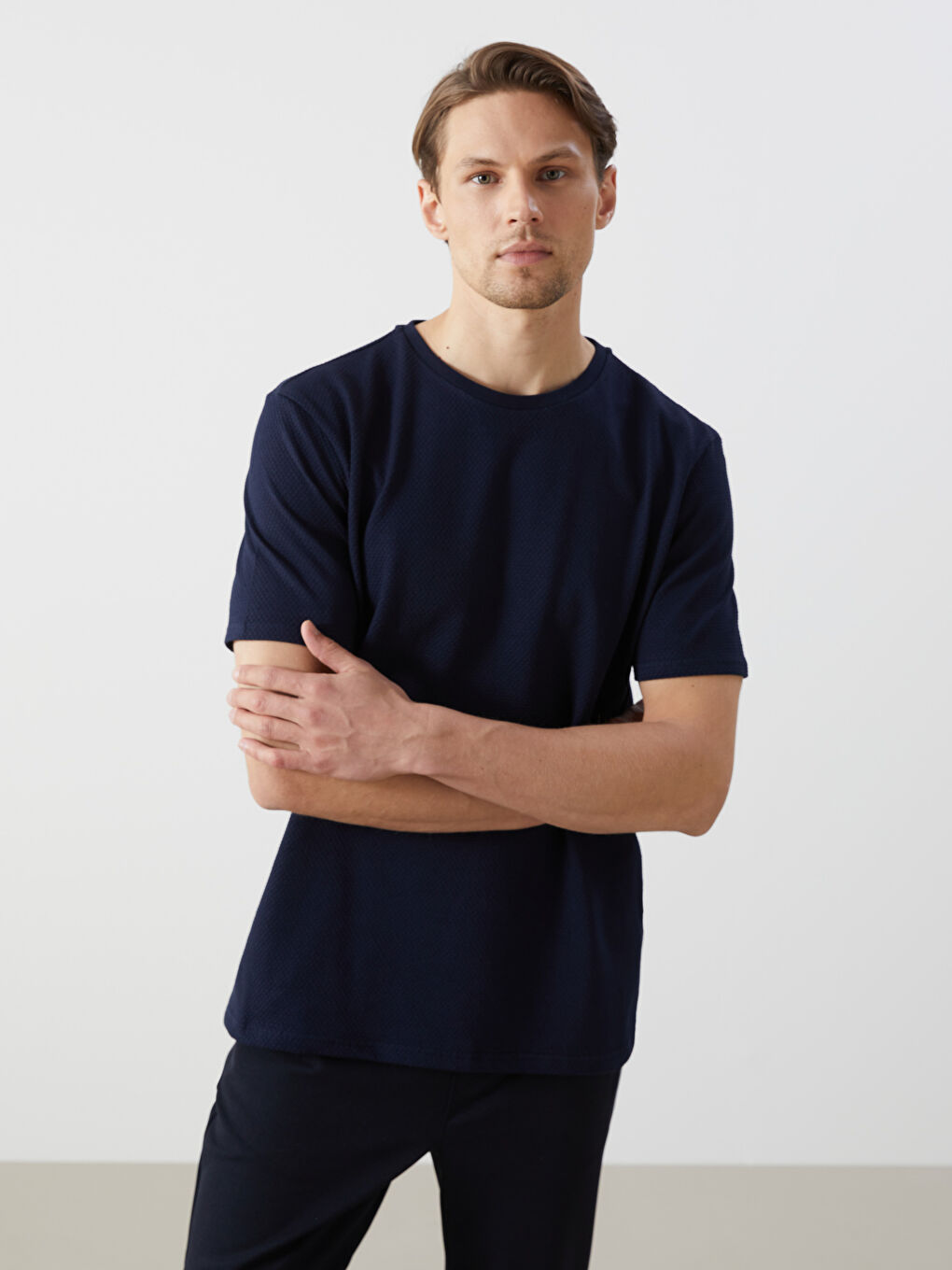 T-shirt Uni pour Hommes à Col Rond