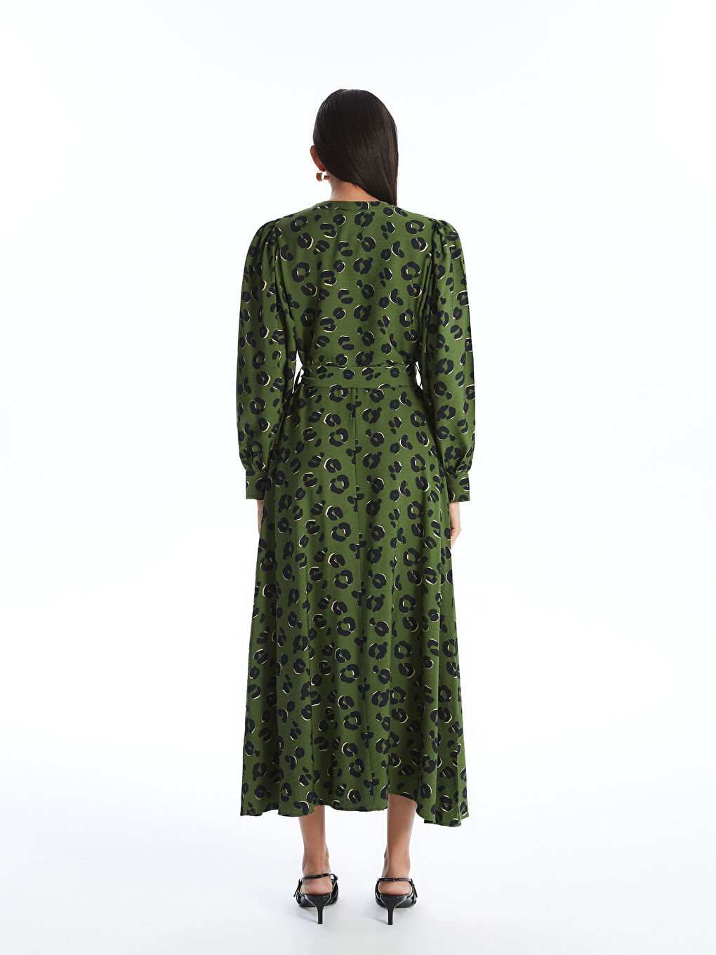 LCW Modest فستان منقوش بياقة مستديرة -W41586Z8-LS6