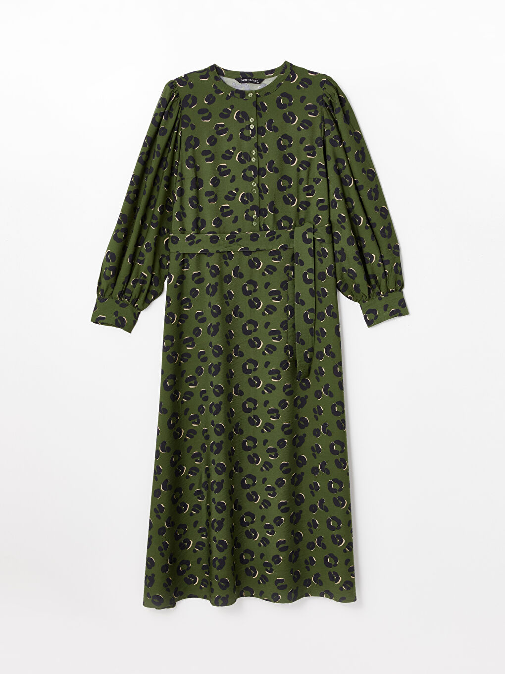 LCW Modest فستان منقوش بياقة مستديرة -W41586Z8-LS6