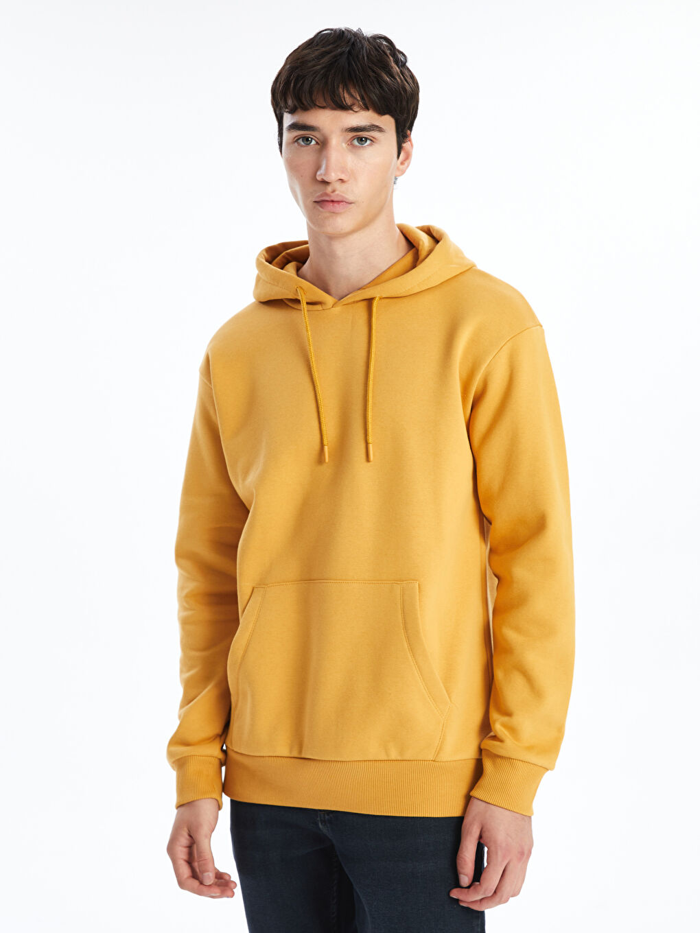 LCW Casual Koyu Sarı Uzun Kollu Erkek Hoodie