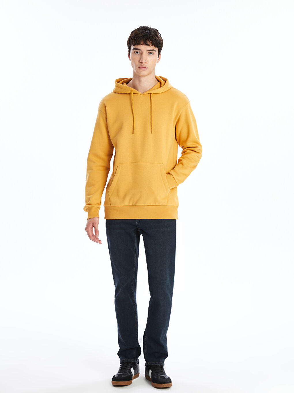 LCW Casual Koyu Sarı Uzun Kollu Erkek Hoodie - 1