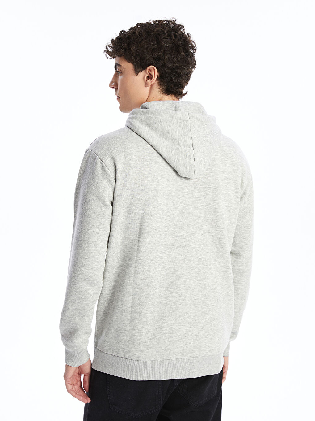 LCW Casual Gri Melanj Uzun Kollu Erkek Hoodie - 3