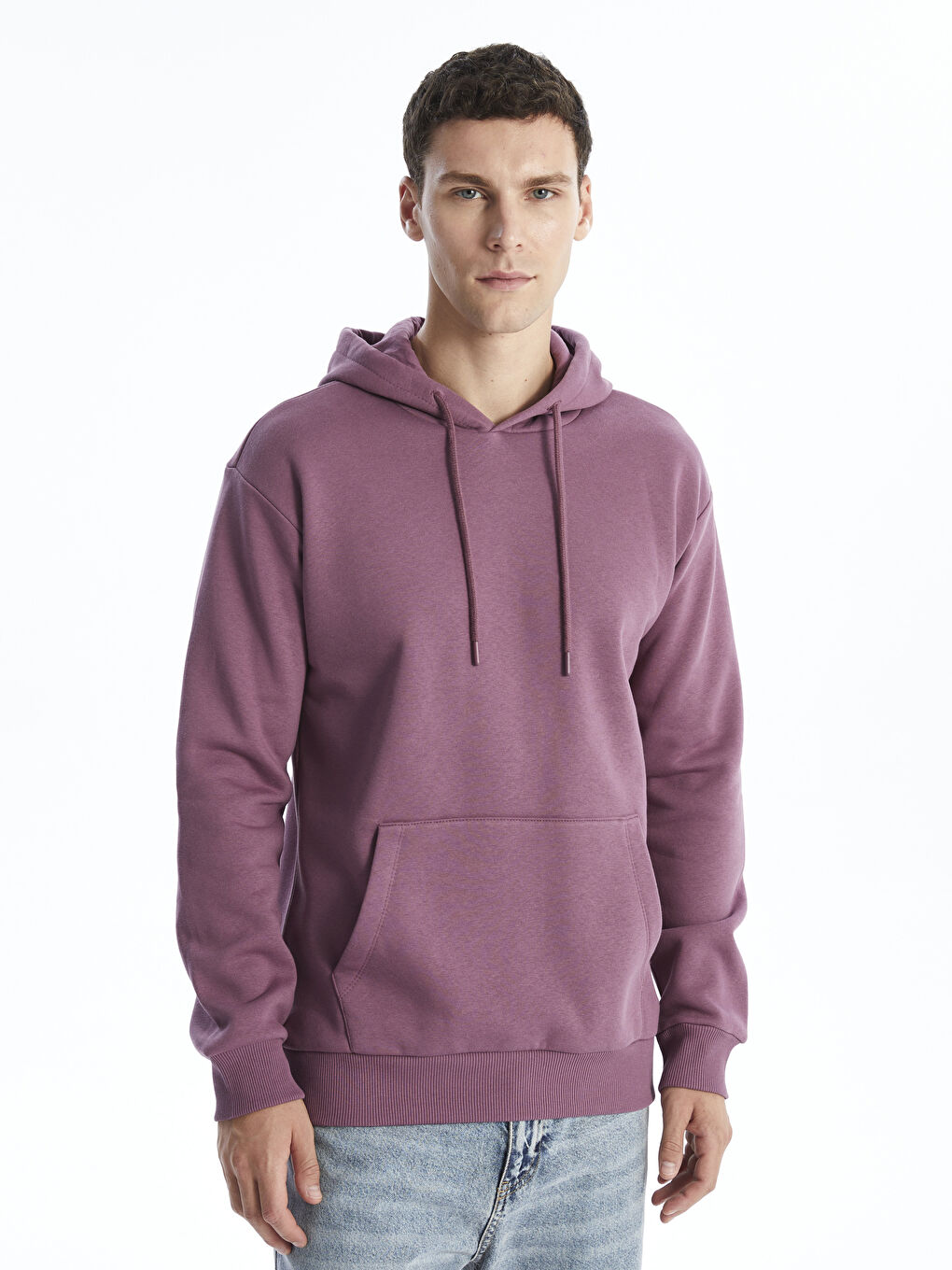 LCW Casual Koyu Gül Kurusu Uzun Kollu Erkek Hoodie