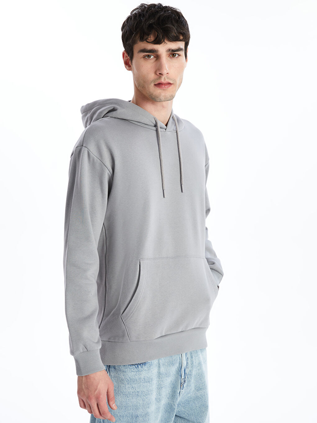 XSIDE Gri Uzun Kollu Kalın Erkek Kalın Hoodie