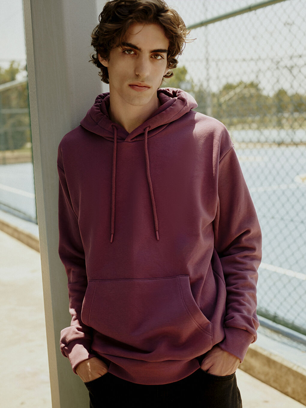 LCW Casual Bordo Uzun Kollu Erkek Hoodie