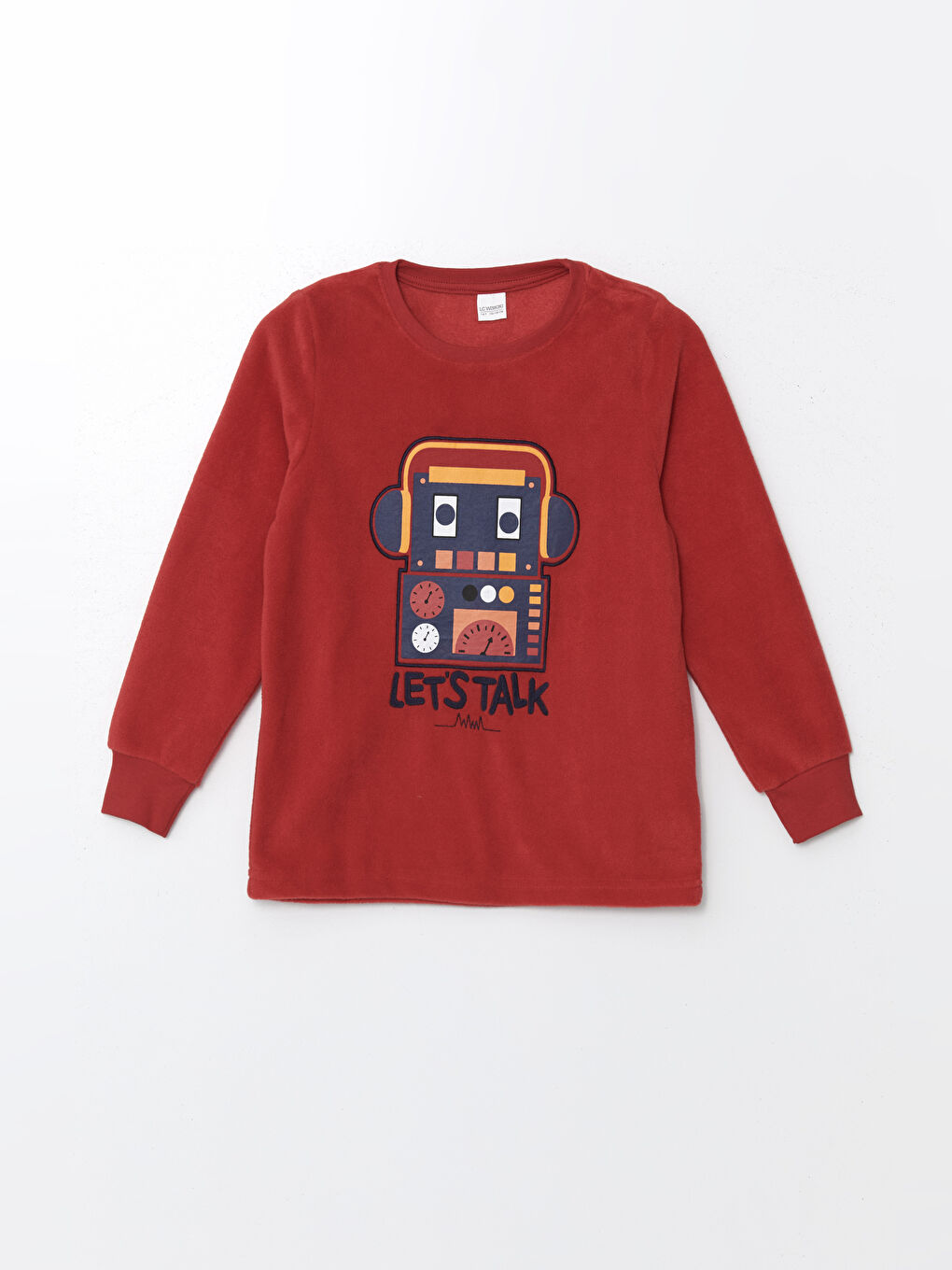 Kırmızı Bisiklet Yaka Polar Erkek Çocuk Pijama Üst