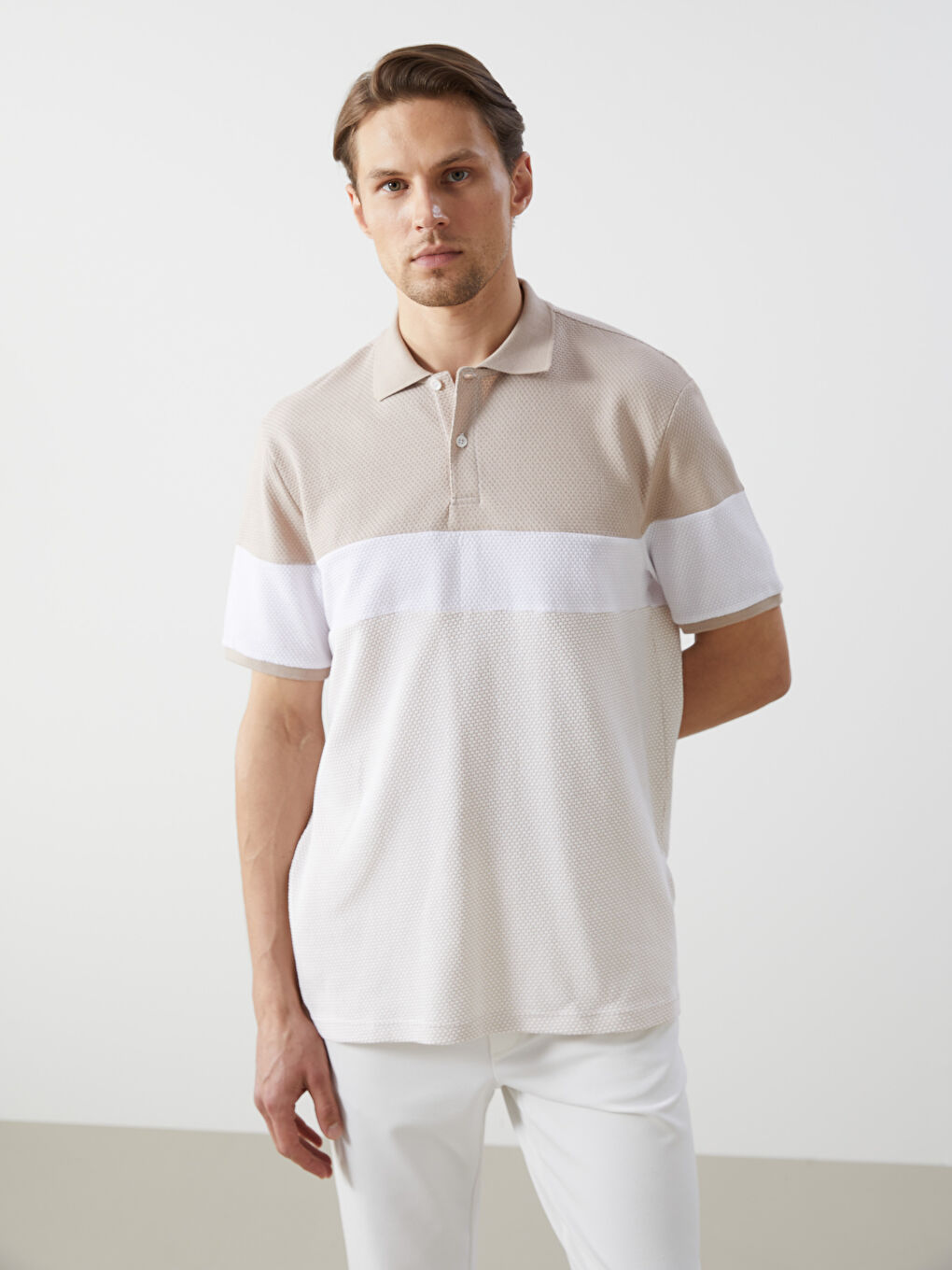 Polo Neck Plain Block Men's T-Shirt
