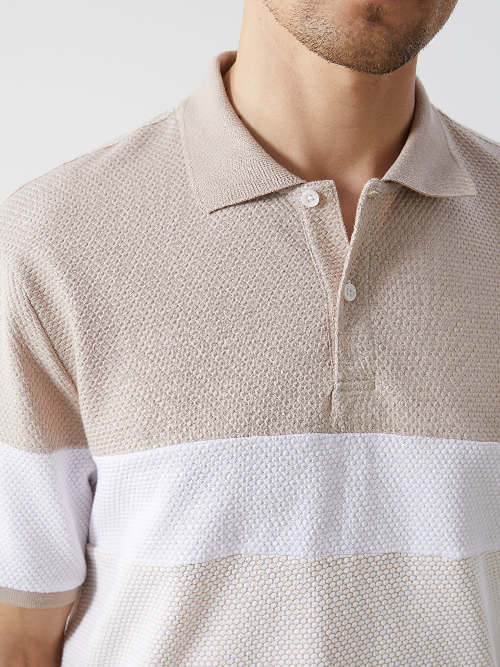 Polo Neck Plain Block Men's T-Shirt-2