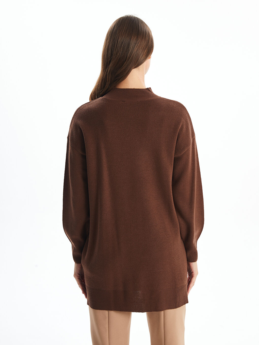 Funnel Neck Women's Knitwear Tunic-3