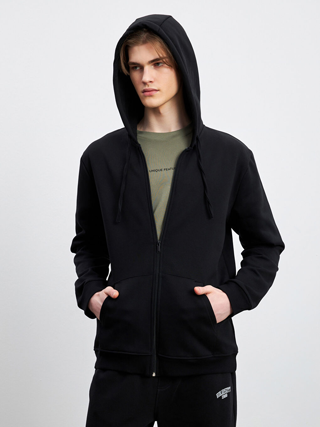 XSIDE Hooded Long Sleeve Men's Zip-Up Sweatshirt -W41718Z8-CVL
