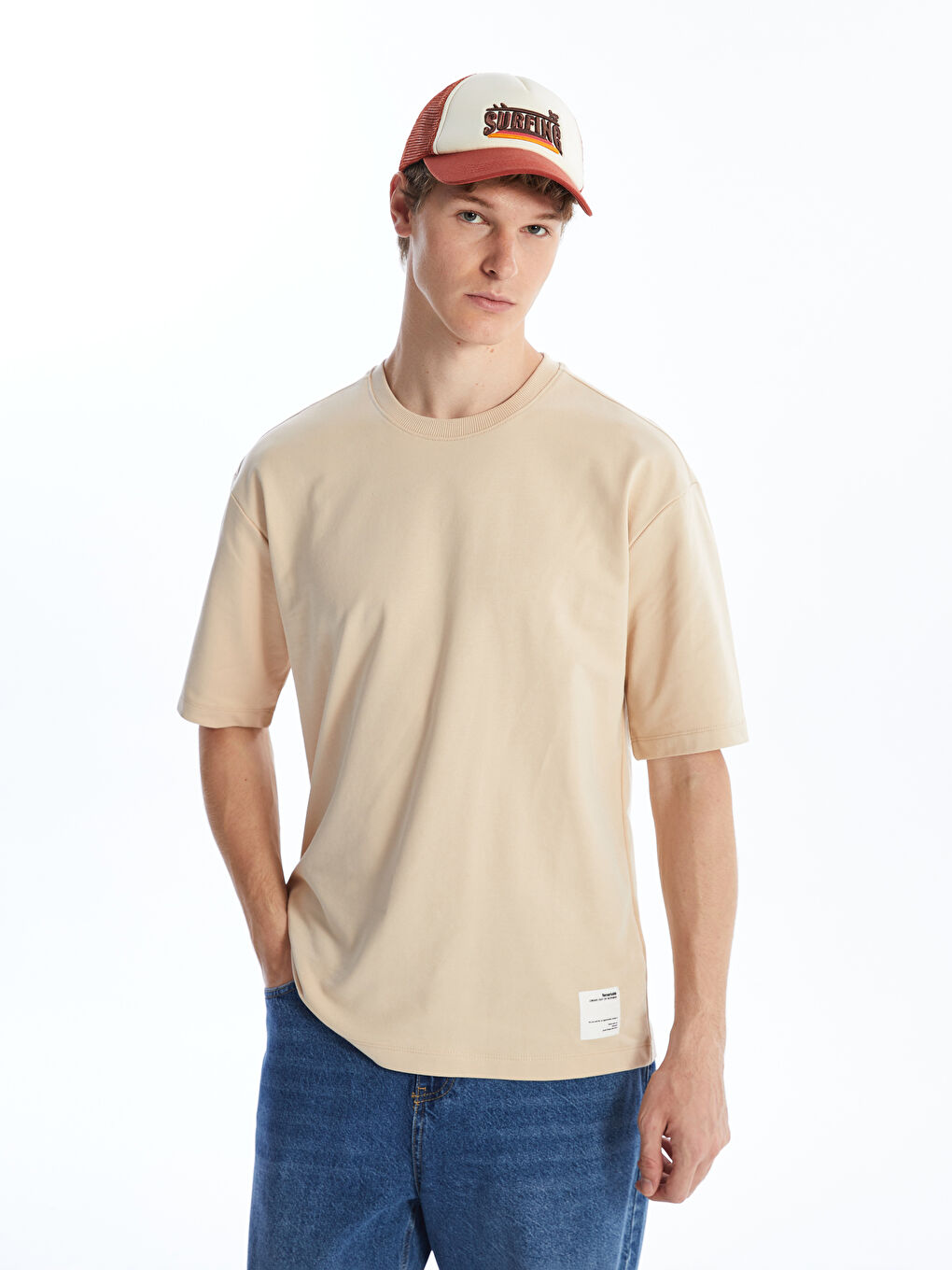 سويت شيرت كم قصير بياقة دائرية للرجال