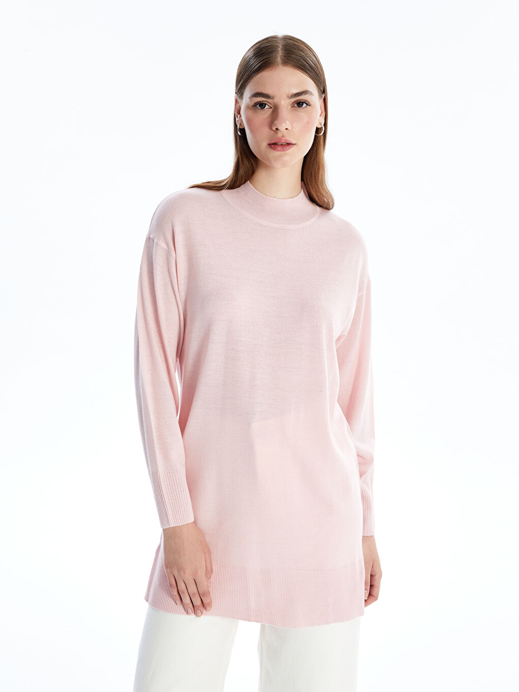 Funnel Neck Women's Knitwear Tunic