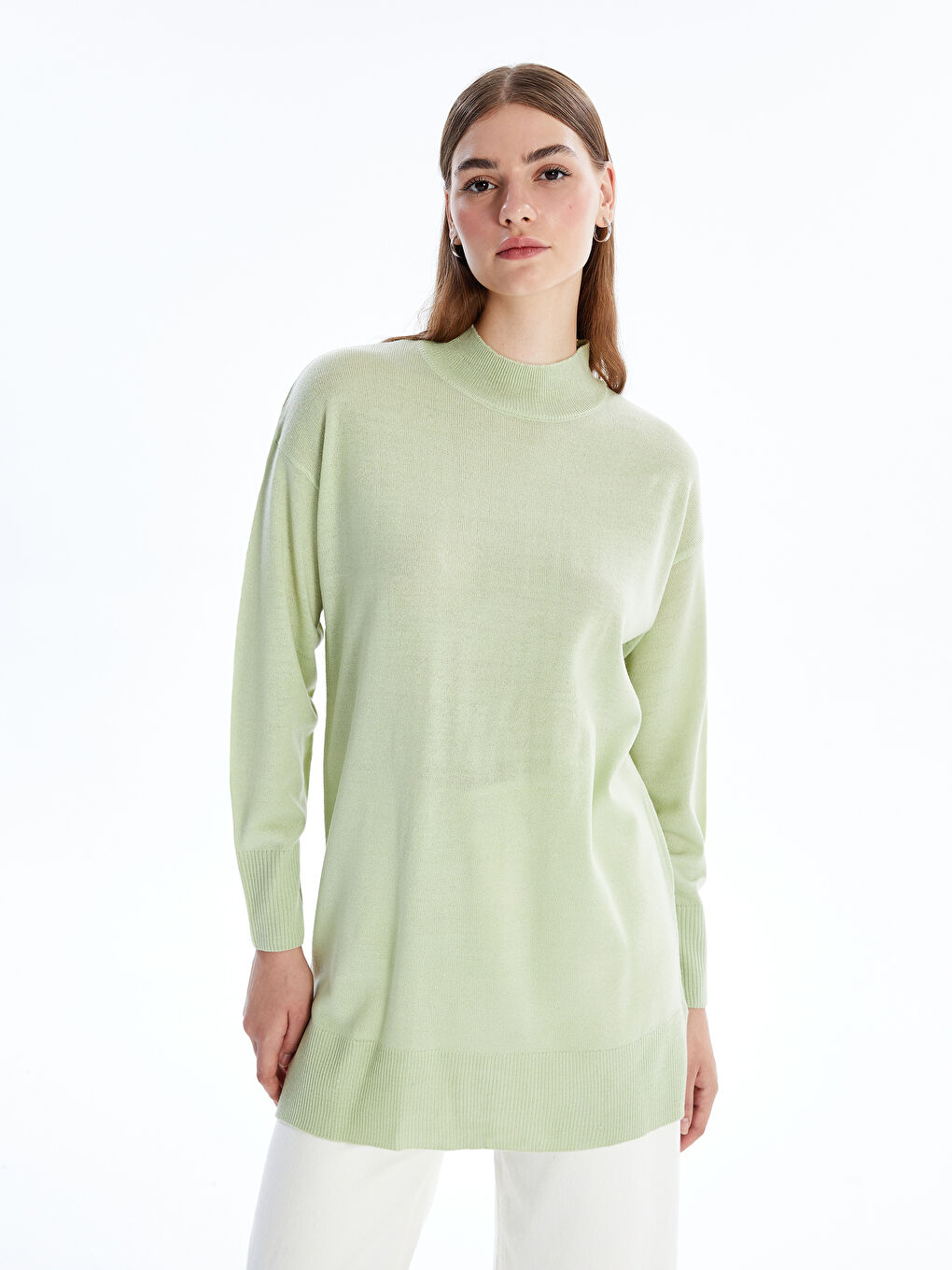 LCW Modest Funnel Neck Women's Knitwear Tunic -W41736Z8-FLD