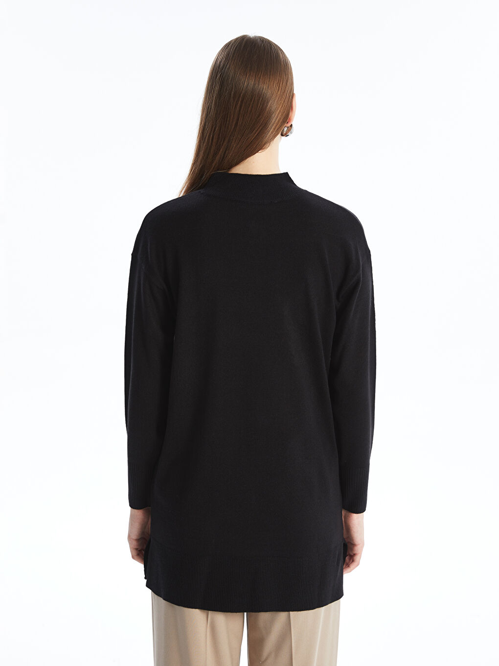 Funnel Neck Women's Knitwear Tunic-3