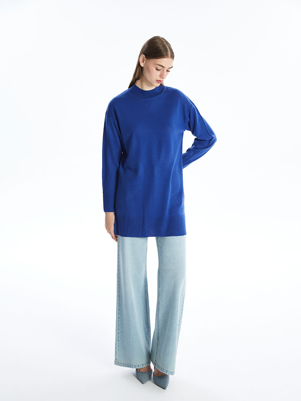 LCW Modest Funnel Neck Women's Knitwear Tunic -W41736Z8-HNC