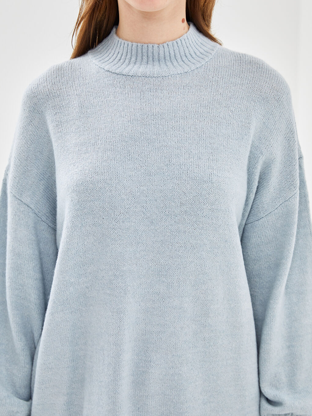 Half Turtleneck Plain Long Sleeve Women's Knitwear Tunic-2