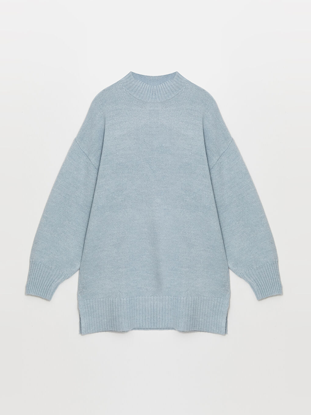 Half Turtleneck Plain Long Sleeve Women's Knitwear Tunic-4