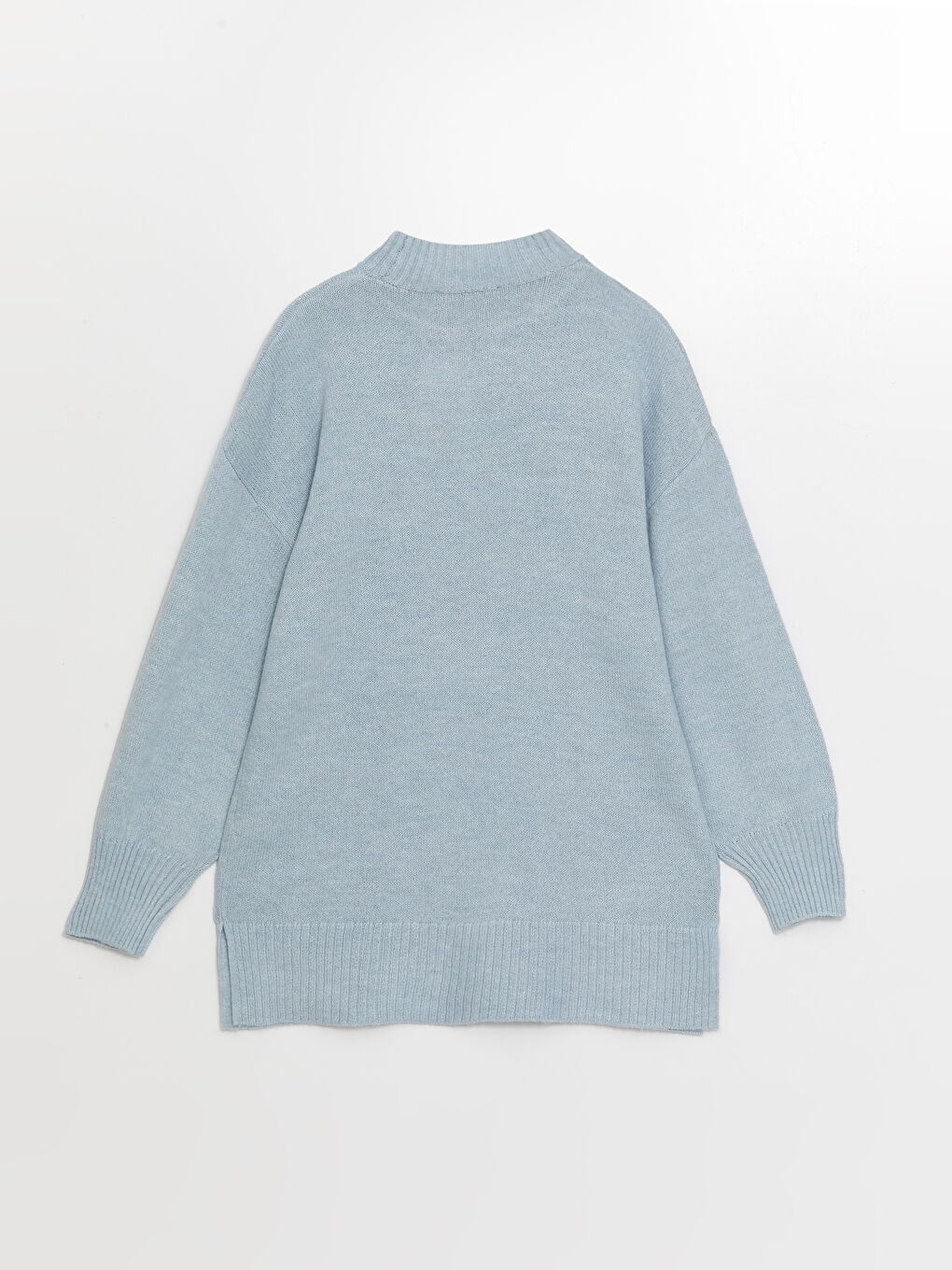 Half Turtleneck Plain Long Sleeve Women's Knitwear Tunic-5