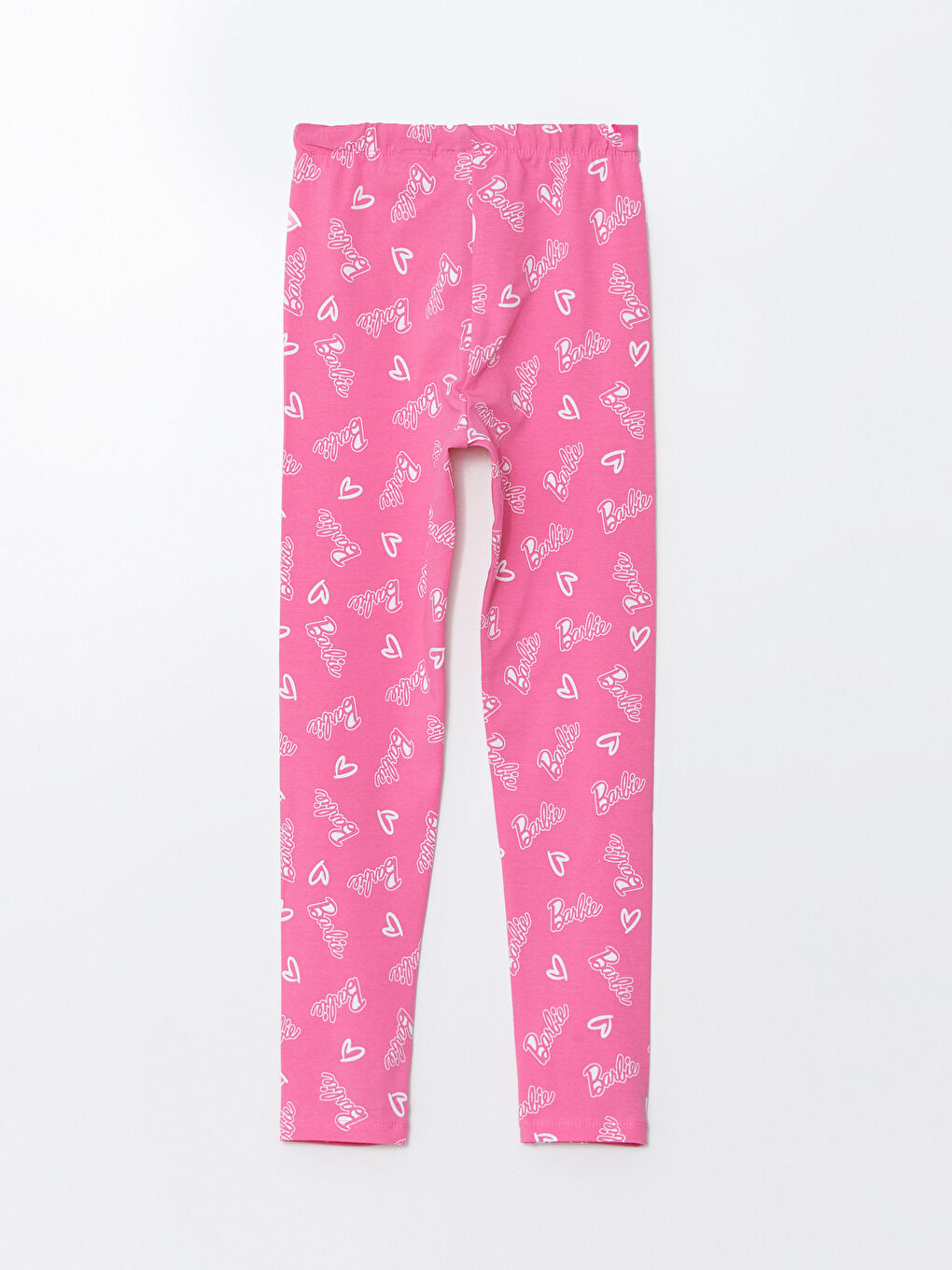 LCW Kids Pembe Bisiklet Yaka Barbie Baskılı Uzun Kollu Kız Çocuk Pijama Takımı - 4